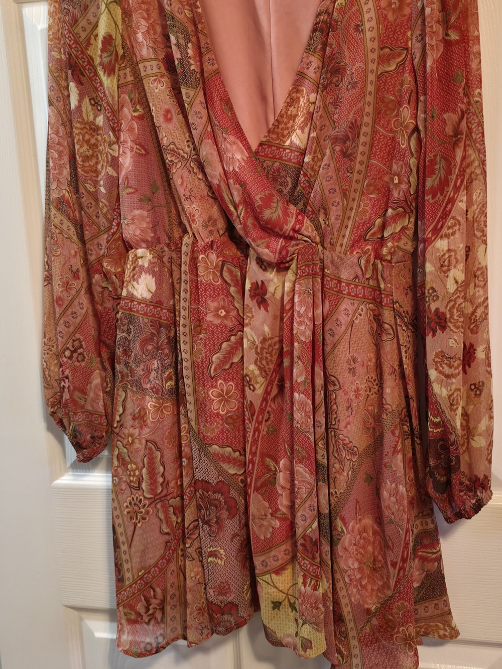 4/$67 Deal! Dex Floral Paisley Mini Dress in Coral Shades